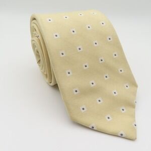 Michael Kors Tie Yellow Blue Polka Dot 3.25" Wide 58" Long Silk